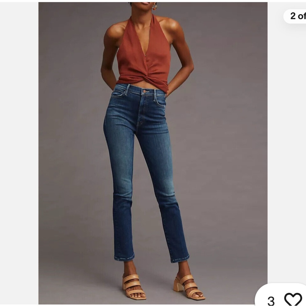 MOTHER Blue Straight Leg Jeans High Quality Denim Swooner Rascal Ankle